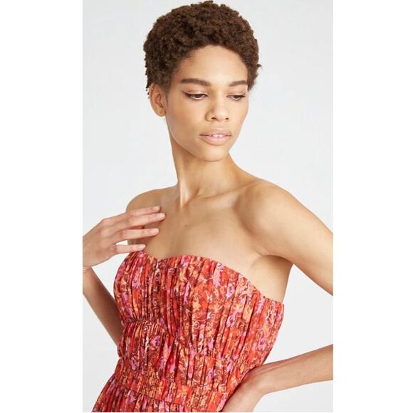 NWOT AMUR Mariana Rosewood Paisley Strapless Midi Dress Size 6 - Picture 4 of 9